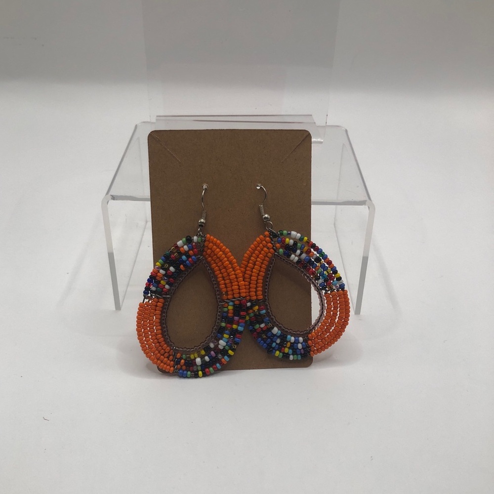 Vibrant Multicolor Beaded Teardrop Earrings
